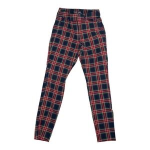Old Navy Women’s Red Blue Plaid Pixie High Rise Skinny Ankle Pants Size 2
